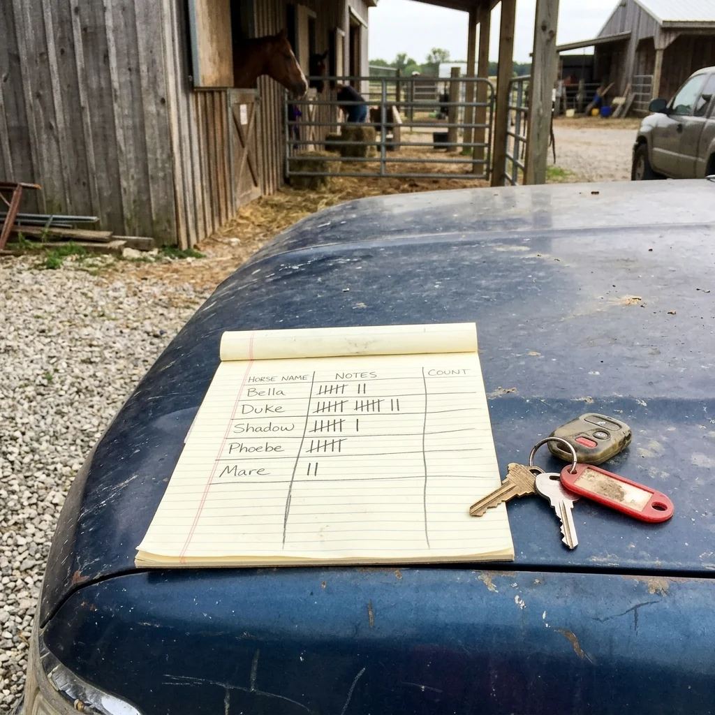 A filled-in tracking sheet