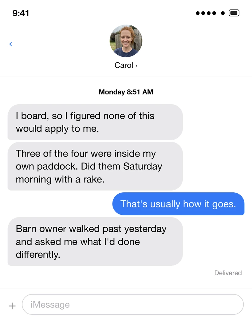 Message thread from a customer
