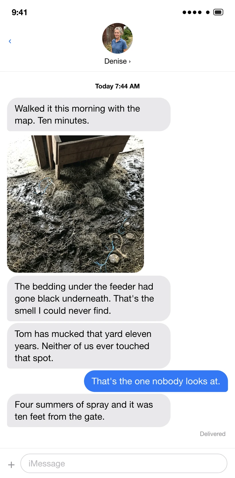 Message thread from a customer